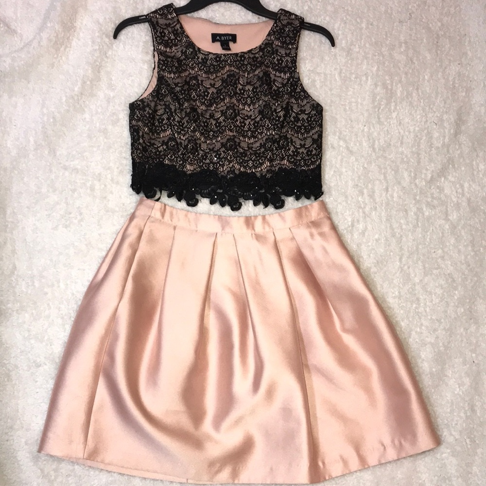 Pink and black homecoming dress